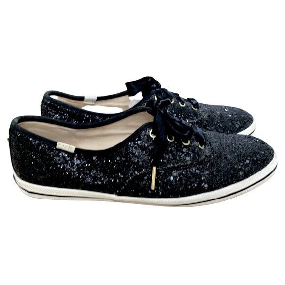 Keds x Kate Spade Sneakers Womens 8.5 Black Glitter Low Top Shoes‎ Event Party - Picture 2 of 16